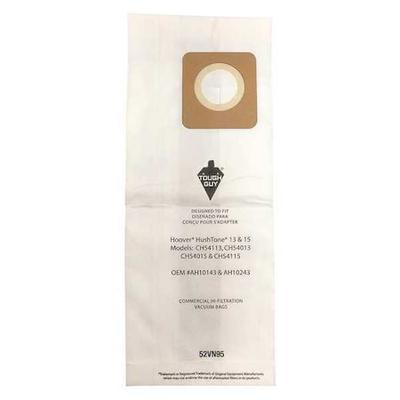 TOUGH GUY 52VN95 Vacuum Bag, 2-ply, Paper Bag, 10 PK