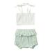 QIPOPIQ Toddler Girls Outfit Sets Clearance Toddler Kids Baby Girls Solid Ribbed Strapless Tops Tee Ruffles Shorts Outfits