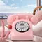 Téléphone filaire rétro à cadran lointain du matin, ligne fixe européenne rose pour la maison et le