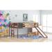 Gray Full Size Wood Loft Bed with Slide, Stair and Chalkboard