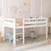 White Twin Wood Loft Bed Low Loft Beds with Ladder, 79.5''L*42.7''W*44.8''H, 71LBS