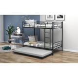 Black Separable Twin over Twin Metal Bunk Bed with Trundle, Tota 3 Beds, 78.1''L*41.4''W*65.3''H, 95LBS