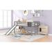 Gray Twin Size Loft Bed Wood Bed with Slide, Stair and Chalkboard, 78.1''L*88.8''W*44''H, 83LBS