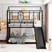 Black Twin over Twin Metal Bunk Bed, Metal Housebed with Slide