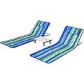 Beach Chairs for Adults with Side Table Folding Lounge Chairs 5 Position Adjustable Lawn Chair for Sunbathing Camping 2-Pack Set