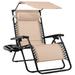 Best Choice Products Folding Zero Gravity Recliner Patio Lounge Chair w/ Canopy Shade Headrest Tray - Sand