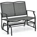 Patio Glider Stable with Steel Frame for Outdoor Backyard Beside Pool Lawn Swing Loveseat Patio Swing Rocker Lounge Glider Chair Gray