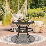 SalonMore Round Side Table Dining Table Bronze Outdoor Coffee Round Table for Garden Lawn