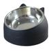 Anvazise Pet Bowl Cat Face Shape Oblique Design Stainless Steel Cat Feeding Supplement for Home Black M