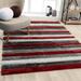 Luxe Weavers Geometric Red 8x10 Shag Area Rug Plush Striped Bedroom Carpet