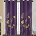 Niuer Curtains Grommet Drapes Semi Sheer Leaf Print Window Curtain Light Filtering Long Treatments Privacy Linen Textured Purple W: 52 x H:54