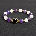 Bracelet en pierre naturelle pour femme perles d'agates noires jades blancs cadeaux de bijoux