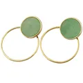 Boucles d'oreilles rondes en pierre naturelle pour femmes Aventurine Howlite Turquoise double