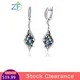 GZ ZONGFA-Boucles d'oreilles pendantes en argent regardé 925 pour femme topaze bleue naturelle