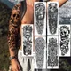 Tatouages Temporaires Autocollants 3D Imperméables pour Homme et Femme Faux Bras Complet Noir