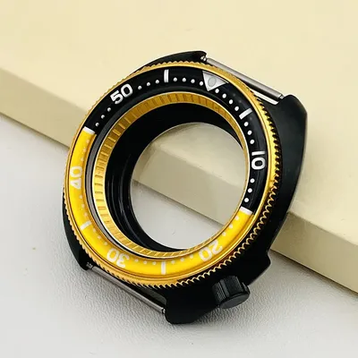 Seiko SKX 6105 NH35 Noir Or Boîtier de montre adapté pour NH35 NH36 7S26 Mouvement de montre Tortue