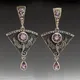 Boucles d'oreilles Dragon gothique Punk en métal pendentif incrusté de pierre rose bijoux Vintage
