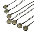 Pendentif Rond en Obsidienne Naturelle Gravure de 7 Archanges Collier en Pierre Reiki Bijoux en