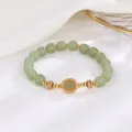 Bracelet en jade Hotan naturel pour femme design classique bracelets perlés de luxe légers cadeau
