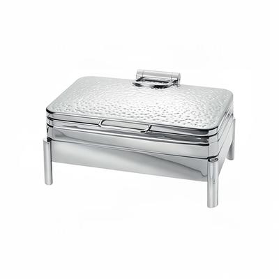 Eastern Tabletop 3925HS 8 qt Rectangular Induction Chafing Dish w/ Hinged Lid, Stainless Steel, Hammered Finish, Silver
