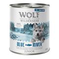Lot Little Wolf of Wilderness Junior 24 x 800 g pour chiot - Junior Free Range Blue River - poulet, saumon élevés en liberté