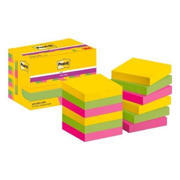 Post-it Super Sticky Haftnotizblock 48 x 48 mm »Carnival Collection«, 12 Stück gelb Image