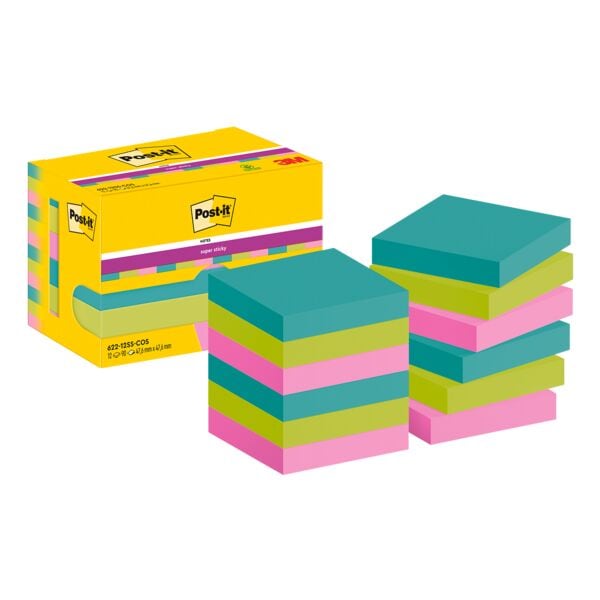 Post-it Super Sticky Haftnotizblock »Cosmic Collection« 47.6 x 47.6 mm, 12 Stück türkis