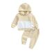 Douhoow Unisex Toddler Clothes Set Patchwork Hooded Sweatshirts Solid Pants Fall Outfits