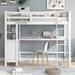 White Twin Size Wooden Loft Bed with 3 Drawers, Desk and Shelves, 80.6''L*43.5''W*69.4''H, 185LBS