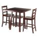 Set of 3 Walnut Finish Solid Wood High Table Ladder Back Stool Set 36”