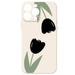 Liquid Silicone Tulip Print Gel Rubber Case Soft Lining Shockproof -Phone Case for iPhone 14 Series