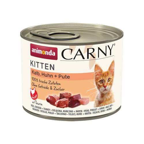 Sparpaket: 24x200g animonda Carny Kitten Kalb, Huhn & Pute Katzenfutter nass