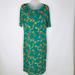 Lularoe Dresses | Lularoe Green Floral Print Midi Dress | Color: Green/Orange | Size: M