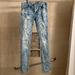 American Eagle Outfitters Jeans | American Eagle Ripped Flex Skinny Jeans, Blue Acid Wash, 32x34, Great Condition | Color: Blue/White | Size: 32