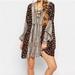 Free People Dresses | Free People Rain Or Shine Boho Tunic Peasant Over Sized Blouse Dress Medium | Color: Brown/Cream | Size: M