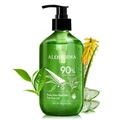 Aloderma 90% Pure Organic Aloe Vera Gel With Tea Tree Oil - Pure Aloe Vera Gel for Face - Natural Aloe Vera Gel for Sunburn Treatment Acne Aftershave After Waxing - Aloe Vera Moisturizer for Face
