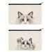 WIRESTER Set 2 of Canvas Cosmetic Bag Makeup Bag Cosmetic Pouch for Women - Animal White Silver Point Ragdoll Cat Paws Up & Lilac Ragdoll Cat