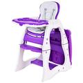 COSTWAY Baby High Chair, Convertible Highchair Booster Seat with Reclining Backrest, 5 Point Harness and Adjustable Feeding Tray, Table Chair Set for Babies and Toddlers (Purple)