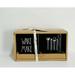 Rae Dunn WAKE UP MAKE UP set of 2 all sides Black with White LL lettering Ceramic Brushes Vanity Organizer