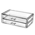 Aibecy 2 Drawer Transparent Acrylic Makeup Storage Box Desk Jewelry & Clear Cosmetic Organizer Vanity Storage Display Box Make Up Organizers And Storage Makeup Stand