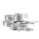 Mauviel M'Cook 5-Ply Polished Stainless Steel 14-Piece Cookware Set With Cast Stainless Steel Handles, Made In France