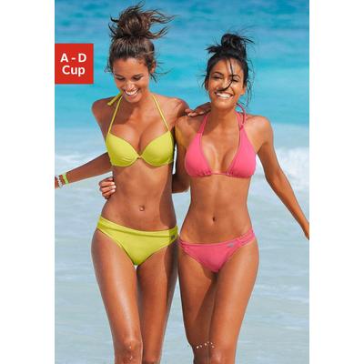 Push-Up-Bikini-Top BUFFALO "Happy", Damen, Gr. 44, Cup D, gelb, Microfaser, Polyamid, unifarben, Bikini-Oberteile, in mehreren Trendfarben Image