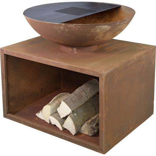 „Holzkohlegrill BUSCHBECK „“Planchagrill Rubigo rostoptik““ Grills Gr. B/H/T: 70 cm x 70 cm x 70 cm, braun (rost) Holzkohlegrills BxH: 70x70cm“