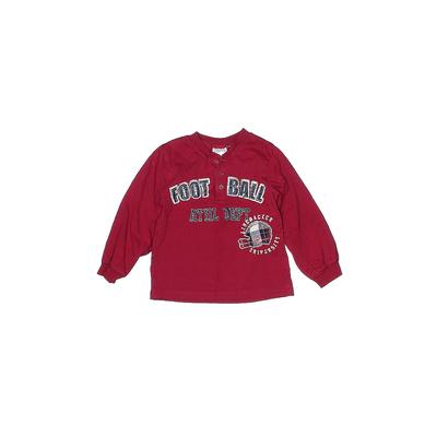 Children's Apparel Network Long Sleeve Henley Shirt: Red Solid Tops - Size 4Toddler