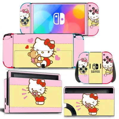 Cinnamoroll Kuromi Skin Cover Sticker pour Nintendo Switch OLED Hello Kitty Console Joy-con
