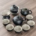 Service à thé Kung Fu chinois vaisselle noire théière en céramique tasse à thé verres cérémonie
