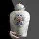 Pots de rangement en céramique de fleurs peintes créatives pots généraux dorés de luxe pots