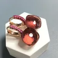Boucles d'oreilles en cristal de style bonbon pour femme Max Stone Inlay Purple Rose Gold