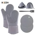 BOZZH-Ensemble de mitaines de four en silicone barbecue cuisson micro-ondes gants degrés de