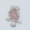 Pendentif hibou Animal couleur argent pour femmes et hommes goutte d'eau pierre naturelle Quartz